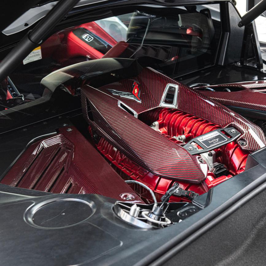 Corvette C8 Z06 Coupe DRY Red Carbon Engine & Bay Panel Cover image 3
