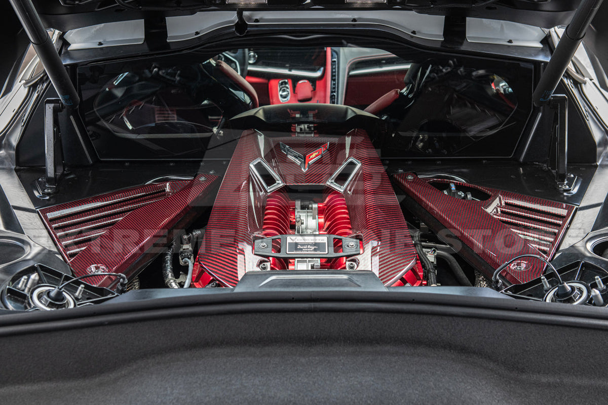 Corvette C8 Z06 Coupe DRY Red Carbon Engine & Bay Panel Cover image 4