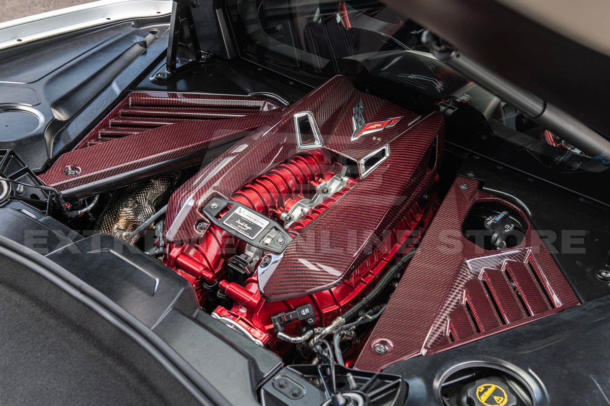 Corvette C8 Z06 Coupe DRY Red Carbon Engine & Bay Panel Cover image 5