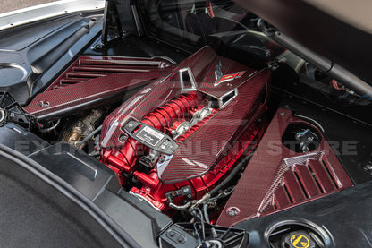 Corvette C8 Z06 Coupe DRY Red Carbon Engine & Bay Panel Cover image 5