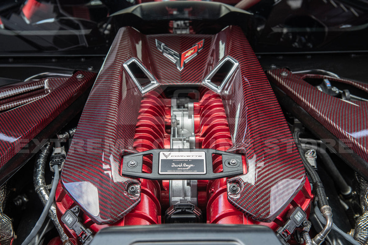 Corvette C8 Z06 Coupe DRY Red Carbon Engine & Bay Panel Cover image 7
