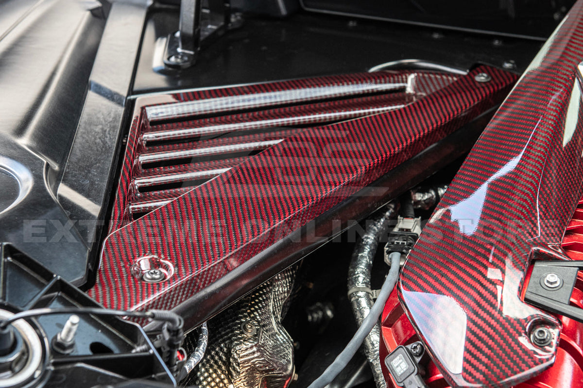 Corvette C8 Z06 Coupe DRY Red Carbon Engine & Bay Panel Cover image 6