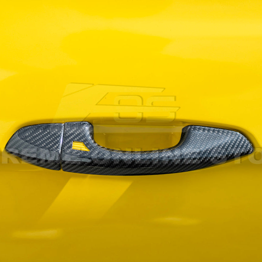 2015-23 Ford Mustang DRY CARBON FIBER Outer Door Handle Cover Set image 6
