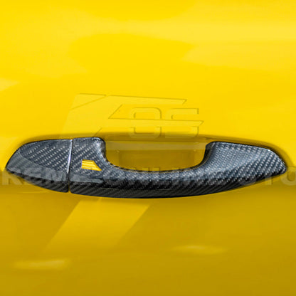 2015-23 Ford Mustang DRY CARBON FIBER Outer Door Handle Cover Set image 6