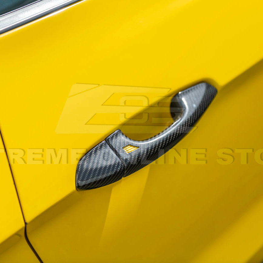 2015-23 Ford Mustang DRY CARBON FIBER Outer Door Handle Cover Set image 7