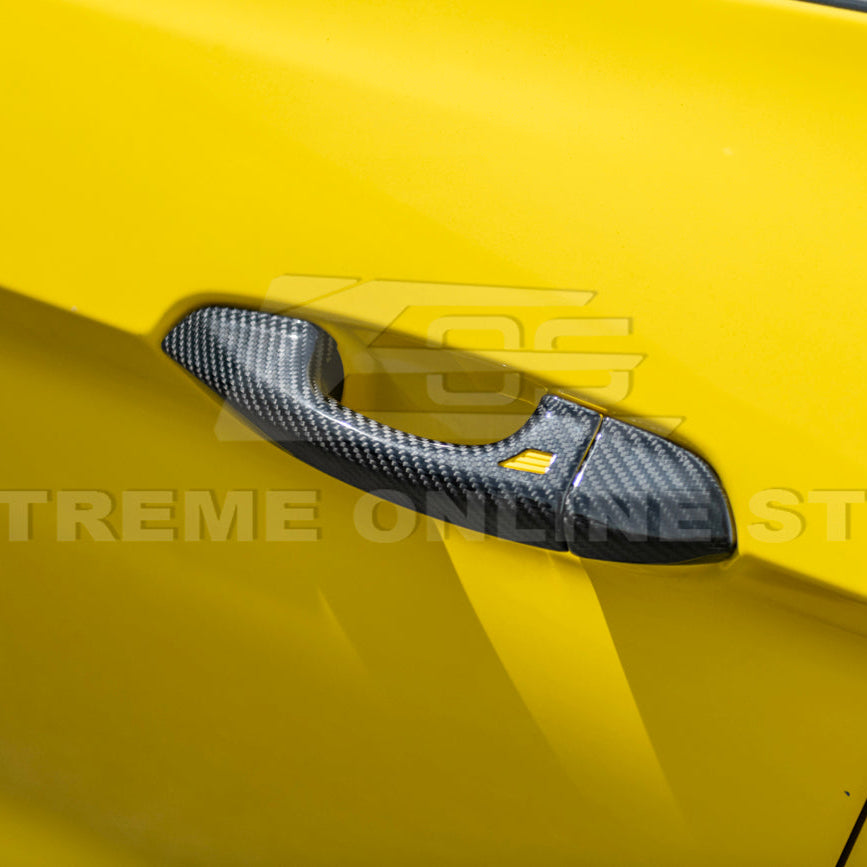 2015-23 Ford Mustang DRY CARBON FIBER Outer Door Handle Cover Set image 8