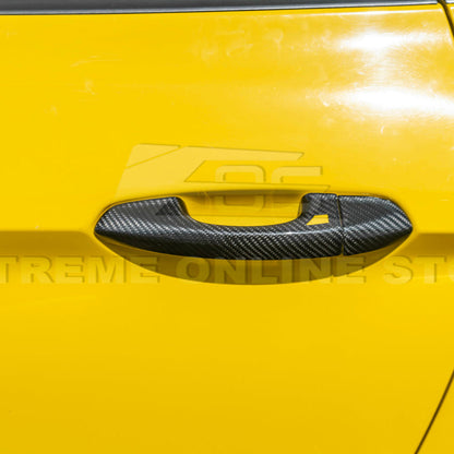 2015-23 Ford Mustang DRY CARBON FIBER Outer Door Handle Cover Set image 9