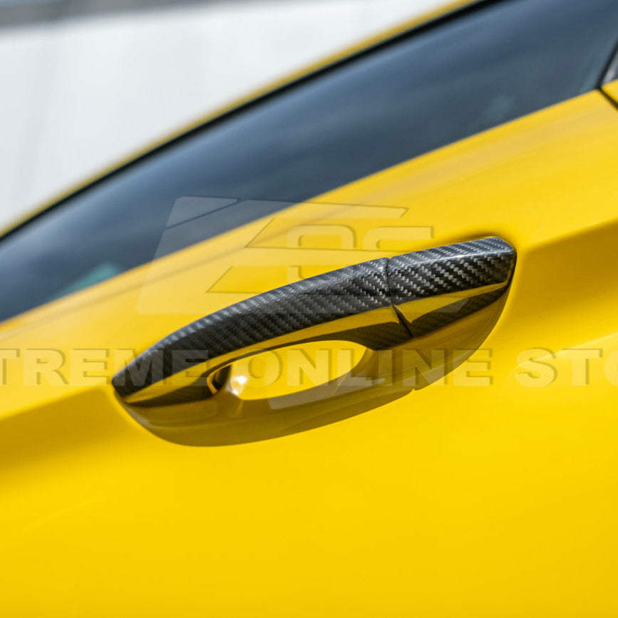 2015-23 Ford Mustang DRY CARBON FIBER Outer Door Handle Cover Set image 10