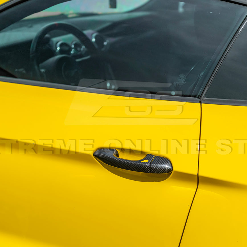2015-23 Ford Mustang DRY CARBON FIBER Outer Door Handle Cover Set image 11