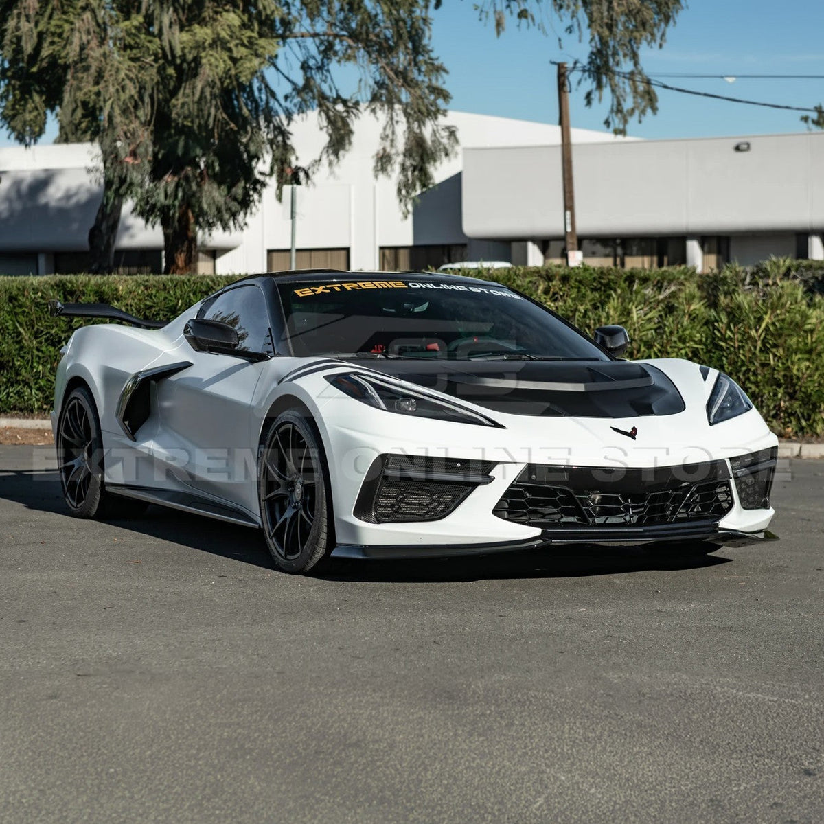 Corvette C8 ZR1 MATTE BLACK Front Bumper Vented Extractor Hood image 9