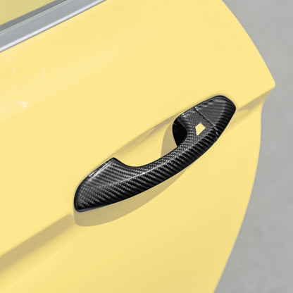2015-23 Ford Mustang DRY CARBON FIBER Outer Door Handle Cover Set image 2