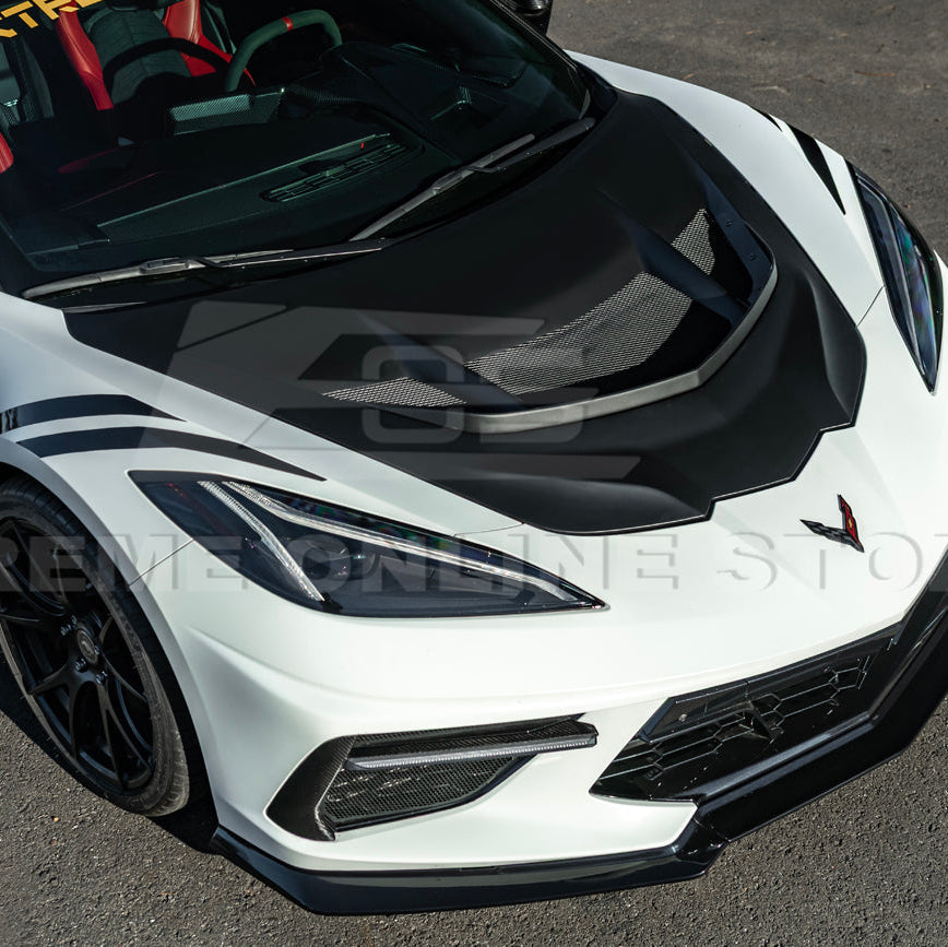 Corvette C8 ZR1 MATTE BLACK Front Bumper Vented Extractor Hood image 11