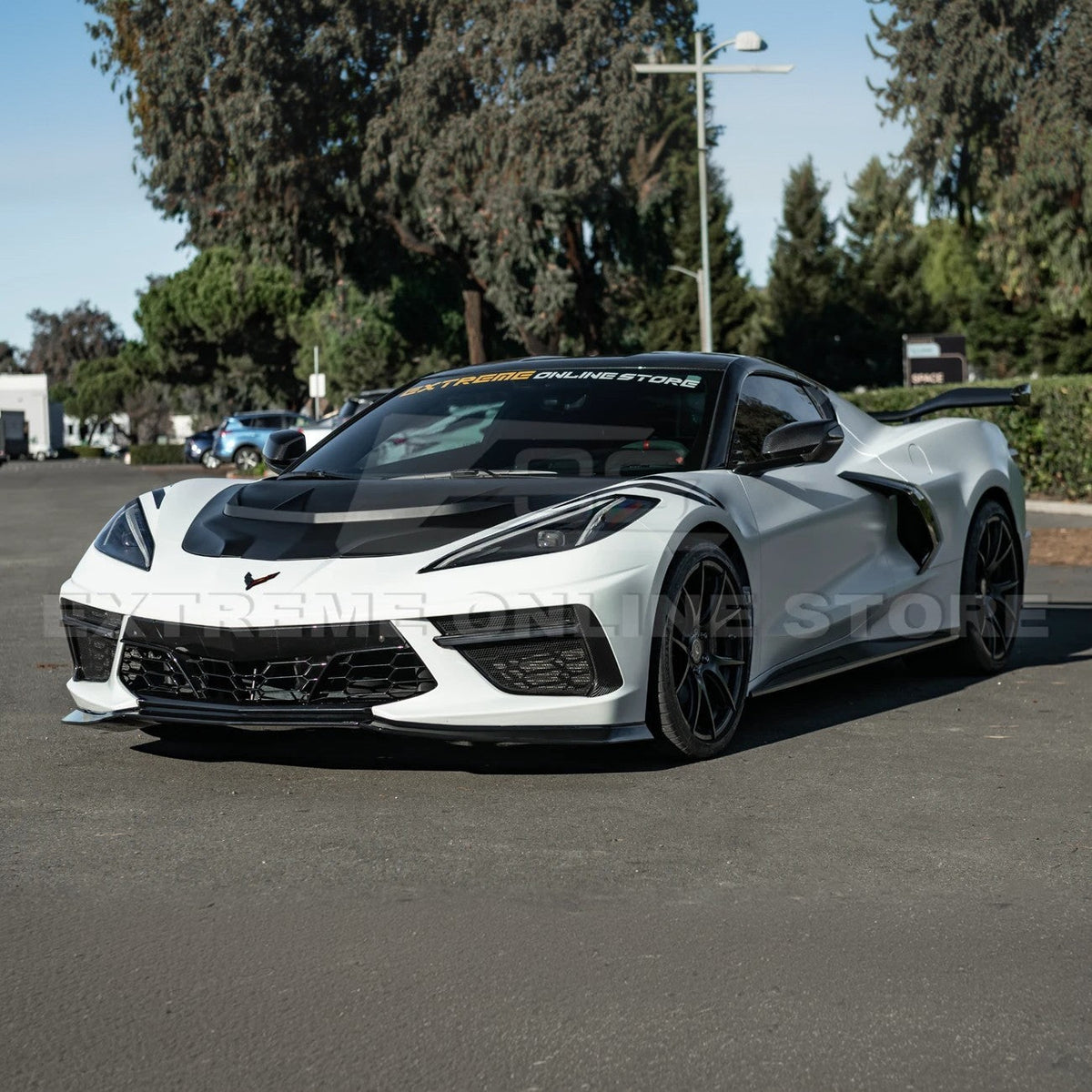Corvette C8 ZR1 MATTE BLACK Front Bumper Vented Extractor Hood image 4