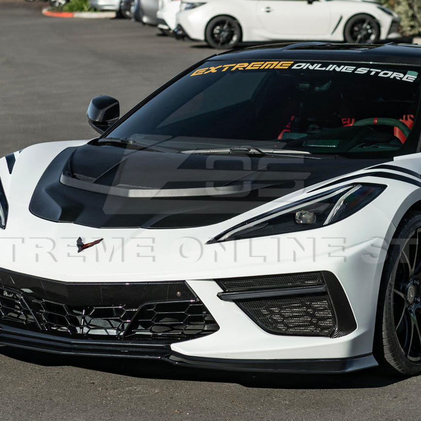 Corvette C8 ZR1 MATTE BLACK Front Bumper Vented Extractor Hood image 5