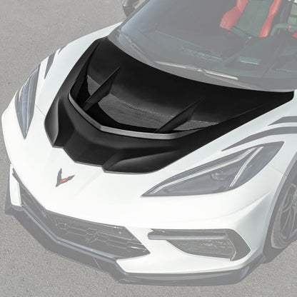 Corvette C8 ZR1 MATTE BLACK Front Bumper Vented Extractor Hood image 3