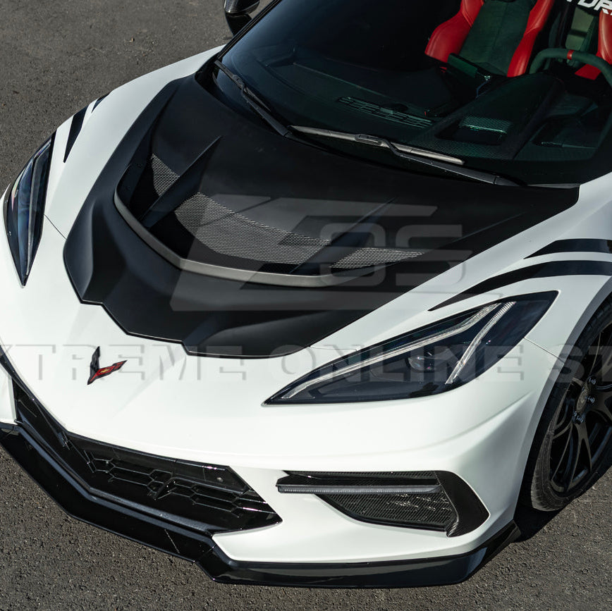 Corvette C8 ZR1 MATTE BLACK Front Bumper Vented Extractor Hood image 6