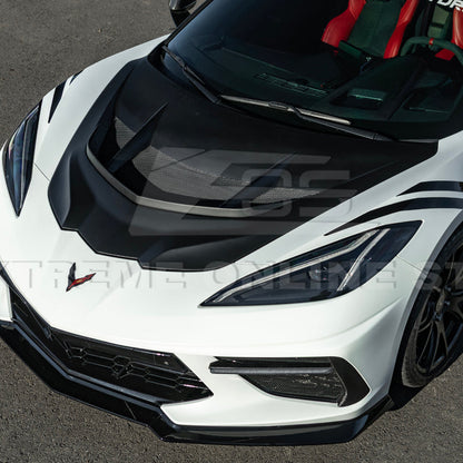 Corvette C8 ZR1 MATTE BLACK Front Bumper Vented Extractor Hood image 6