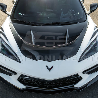 Corvette C8 ZR1 MATTE BLACK Front Bumper Vented Extractor Hood image 25
