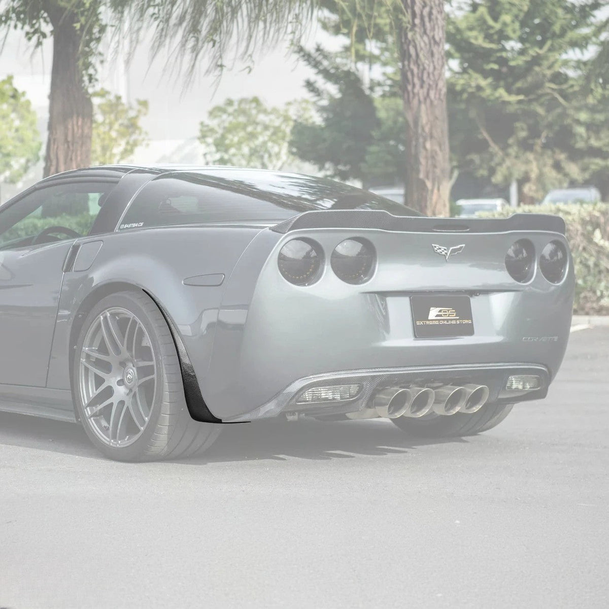 2005-13 Corvette C6 Z06 ZR1 Extended DRY CARBON FIBER Rear Splash Guard Mud Flaps image 3