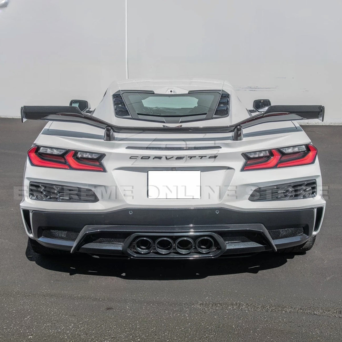 Corvette C8 Z06 DRY CARBON FIBER High Wing Spoiler Wicker Bill Extension image 5