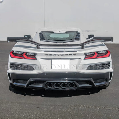 Corvette C8 Z06 DRY CARBON FIBER High Wing Spoiler Wicker Bill Extension image 5