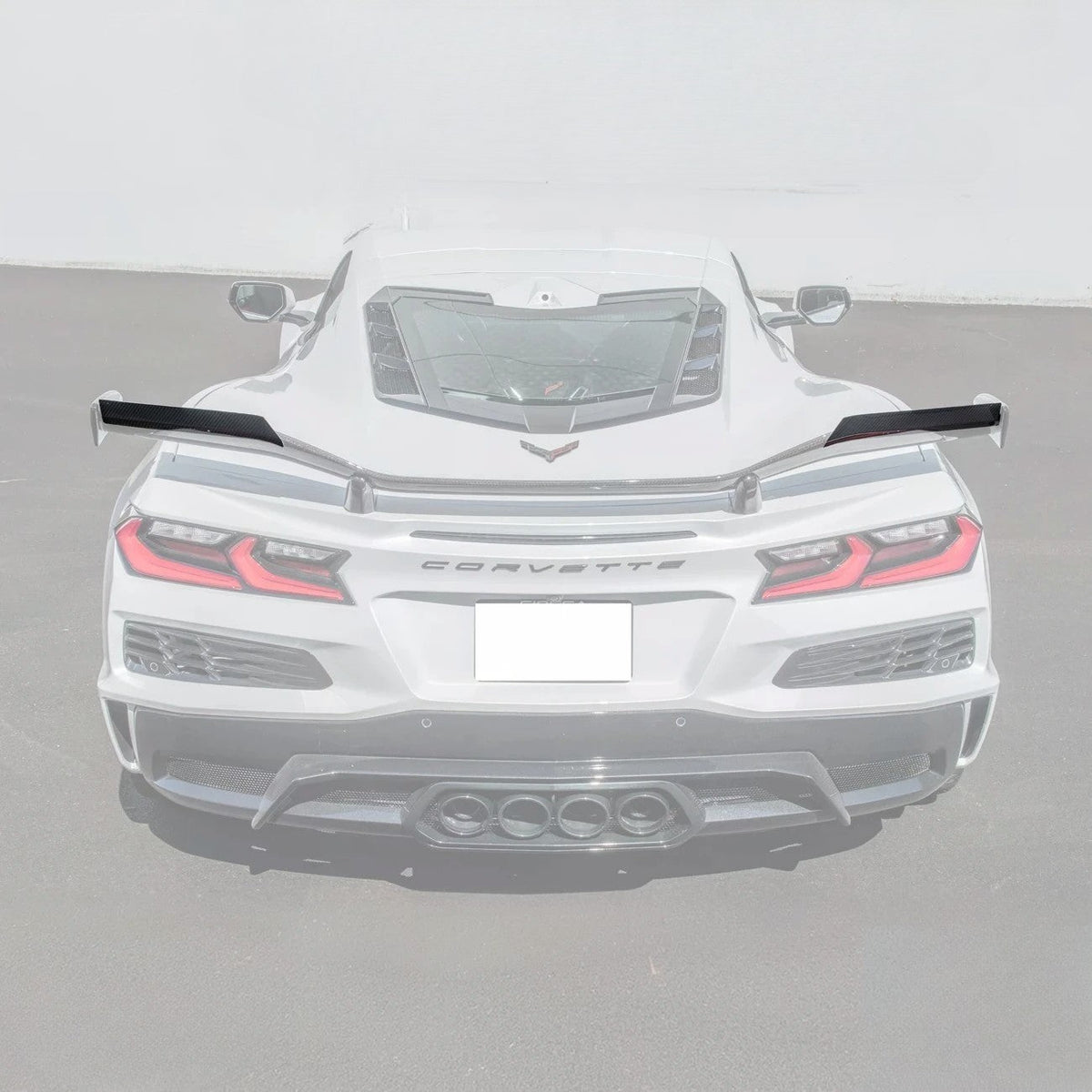 Corvette C8 Z06 DRY CARBON FIBER High Wing Spoiler Wicker Bill Extension image 3