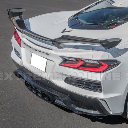 Corvette C8 Z06 DRY CARBON FIBER High Wing Spoiler Wicker Bill Extension image 4