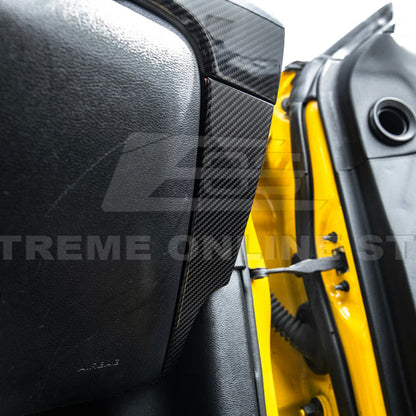 2015-23 Ford Mustang DRY CARBON FIBER Dashboard Lower Trim Cover Pair image 3
