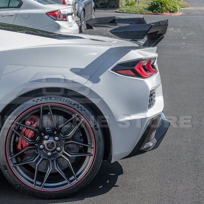 Corvette C8 Z06 DRY CARBON FIBER High Wing Spoiler Wicker Bill Extension image 7