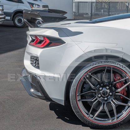 Corvette C8 Z06 DRY CARBON FIBER High Wing Spoiler Wicker Bill Extension image 8