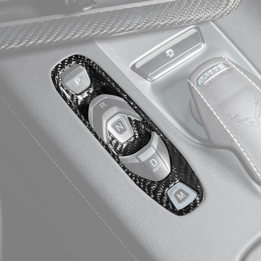 Corvette C8 DRY CARBON FIBER Gear Switch Control Panel Trim Cover Overlay image 1