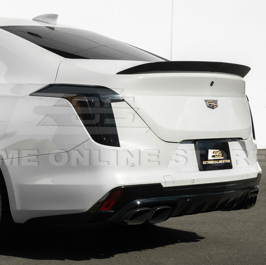 2020-Up Cadillac CT4 | SMOKE TINTED Rear Tail Light Trim Bezel Cover Pair image 5