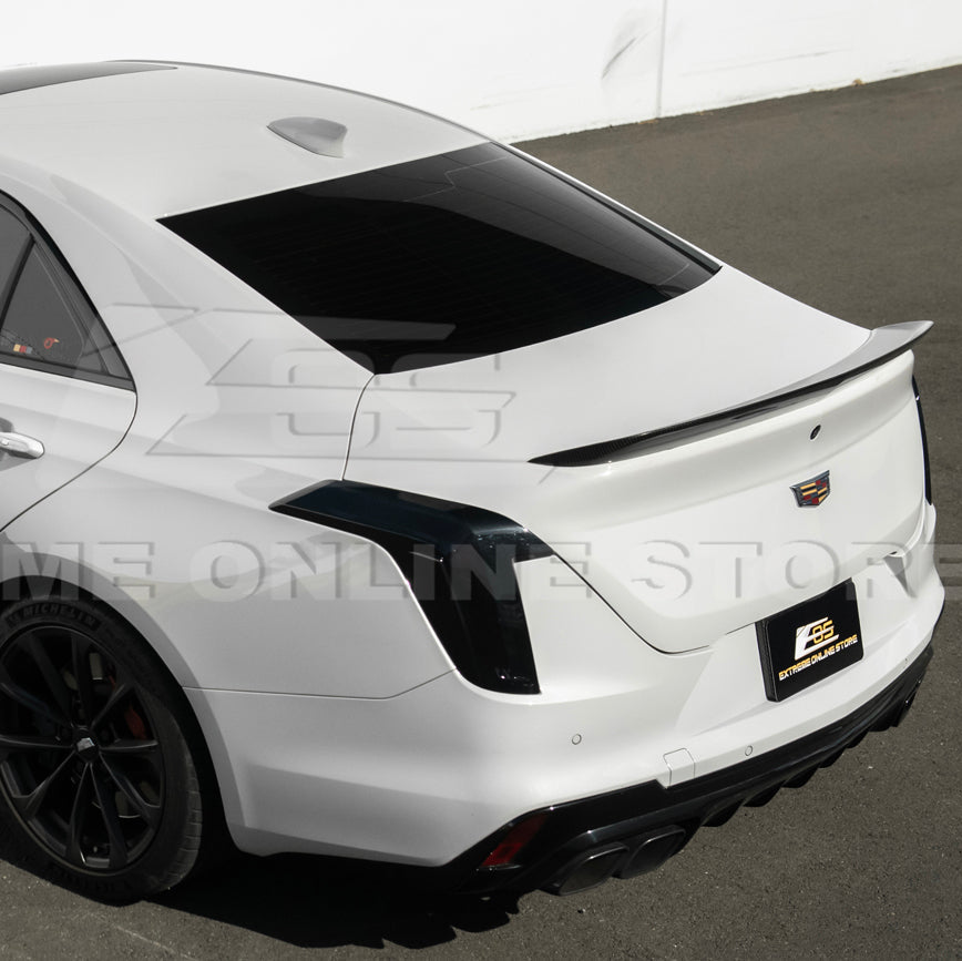 2020-Up Cadillac CT4 | SMOKE TINTED Rear Tail Light Trim Bezel Cover Pair image 4