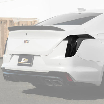 2020-Up Cadillac CT4 | SMOKE TINTED Rear Tail Light Trim Bezel Cover Pair image 3
