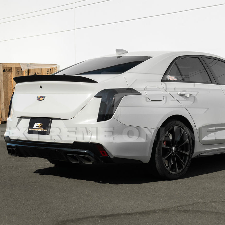 2020-Up Cadillac CT4 | SMOKE TINTED Rear Tail Light Trim Bezel Cover Pair image 7