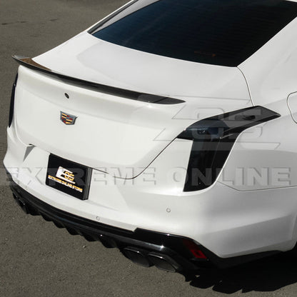 2020-Up Cadillac CT4 | SMOKE TINTED Rear Tail Light Trim Bezel Cover Pair image 8