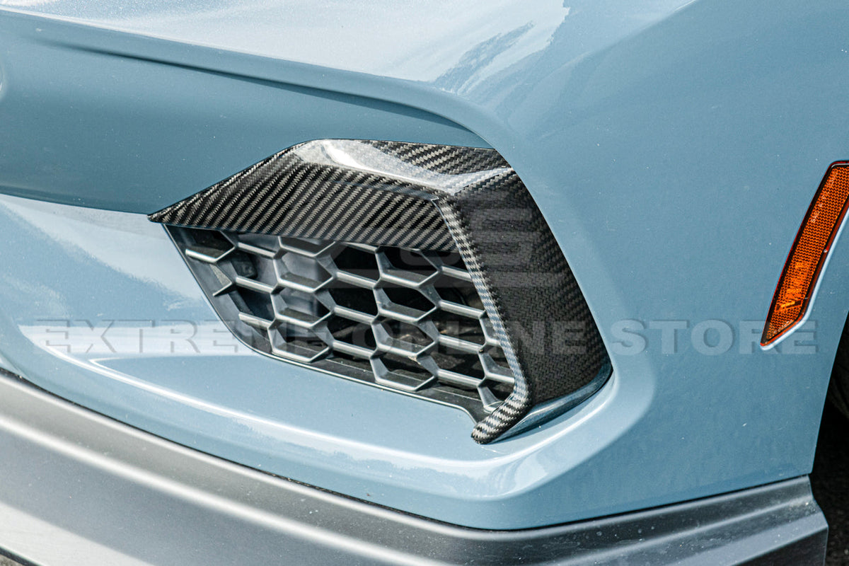 2024+ Ford Mustang GT DRY CARBON FIBER Front Side Grille Inserts image 4