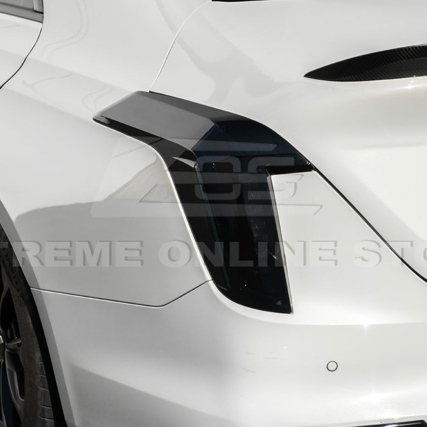 2020-Up Cadillac CT4 | SMOKE TINTED Rear Tail Light Trim Bezel Cover Pair image 11
