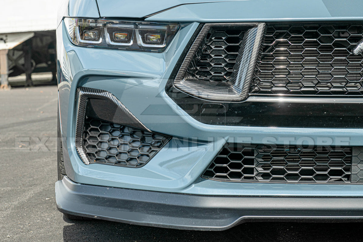 2024+ Ford Mustang GT DRY CARBON FIBER Front Side Grille Inserts image 6