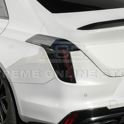 2020-Up Cadillac CT4 | SMOKE TINTED Rear Tail Light Trim Bezel Cover Pair image 13