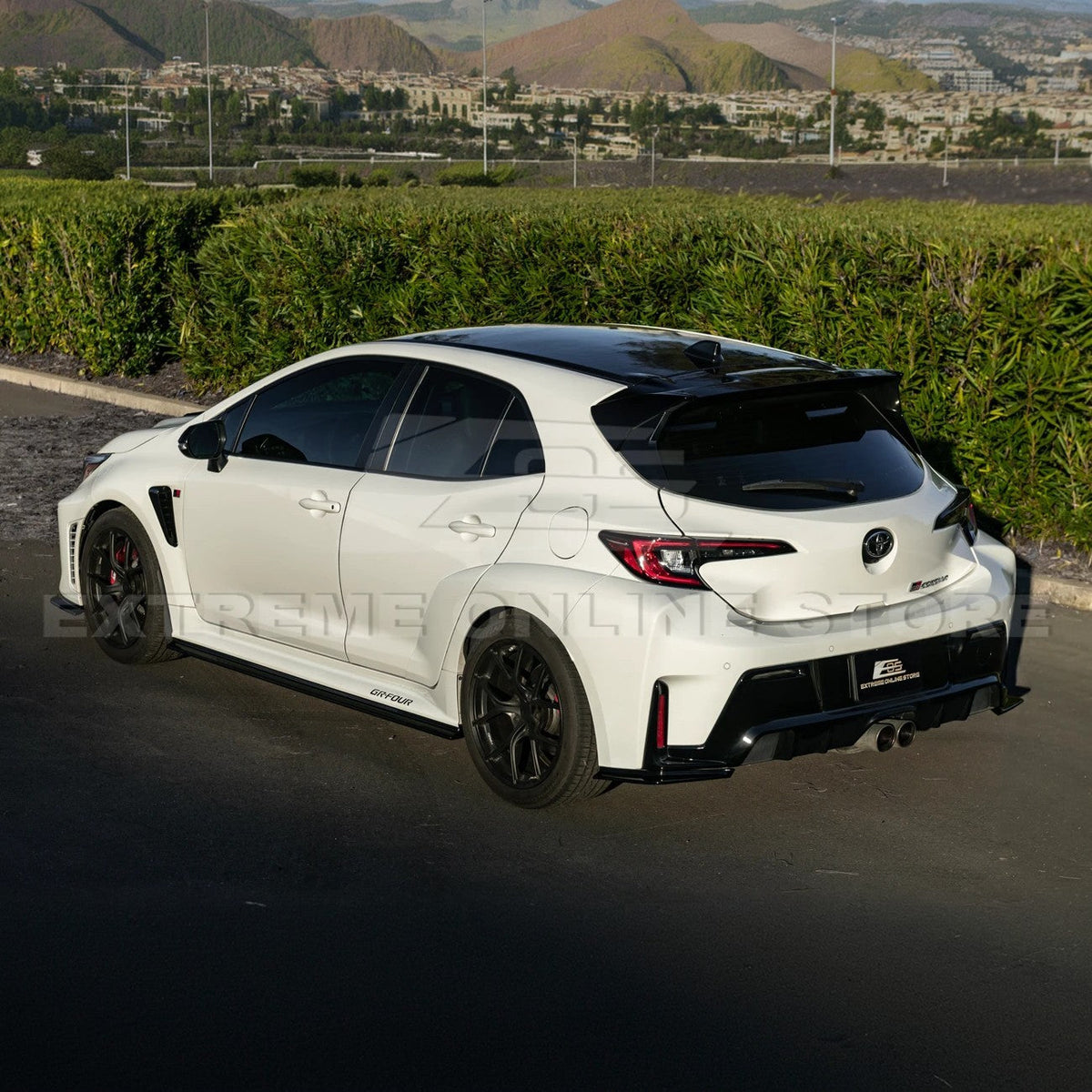 2025-Up Toyota GR Corolla Glossy Black Front Lip Side Skirts Rear Wing Spoiler image 7