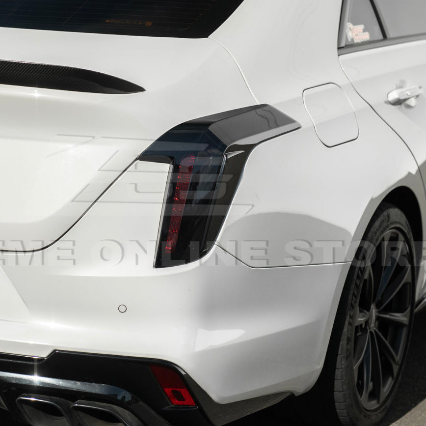 2020-Up Cadillac CT4 | SMOKE TINTED Rear Tail Light Trim Bezel Cover Pair image 14