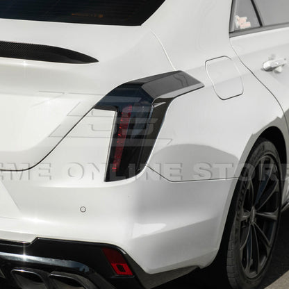 2020-Up Cadillac CT4 | SMOKE TINTED Rear Tail Light Trim Bezel Cover Pair image 14