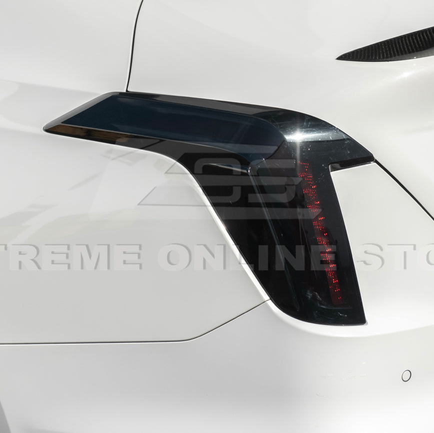 2020-Up Cadillac CT4 | SMOKE TINTED Rear Tail Light Trim Bezel Cover Pair image 15