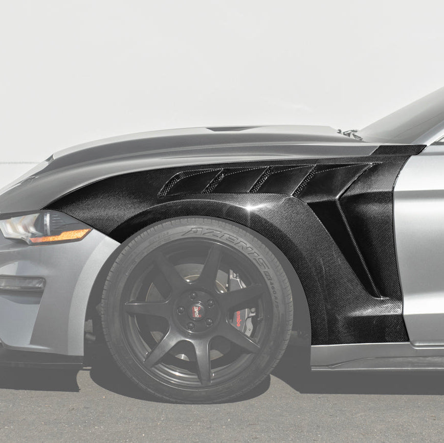 2018-23 Ford Mustang S550 | GTD Style Primed Black Front Side Vented Fenders image 3