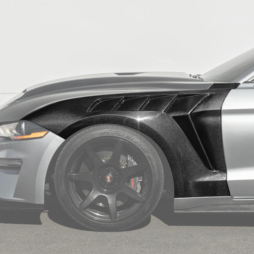 2018-23 Ford Mustang S550 | GTD Style Primed Black Front Side Vented Fenders image 1