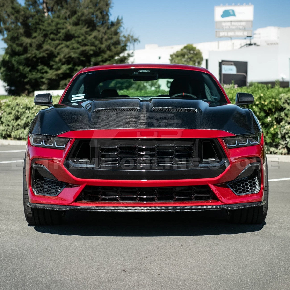 2024-Up Ford Mustang Super Snake Style CARBON FIBER Front Bumper Hood Vented Cover image 6