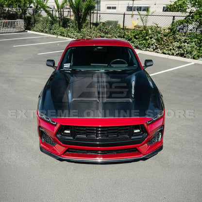 2024-Up Ford Mustang Super Snake Style CARBON FIBER Front Bumper Hood Vented Cover image 7