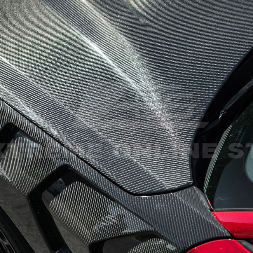 2024-Up Ford Mustang Super Snake Style CARBON FIBER Front Bumper Hood Vented Cover image 13