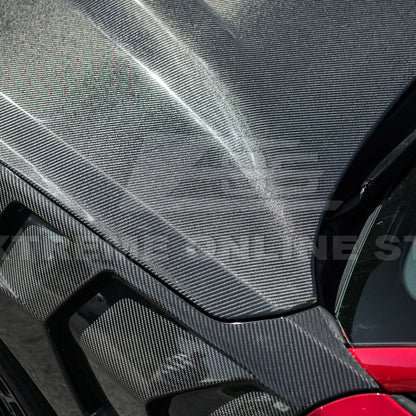 2024-Up Ford Mustang Super Snake Style CARBON FIBER Front Bumper Hood Vented Cover image 13
